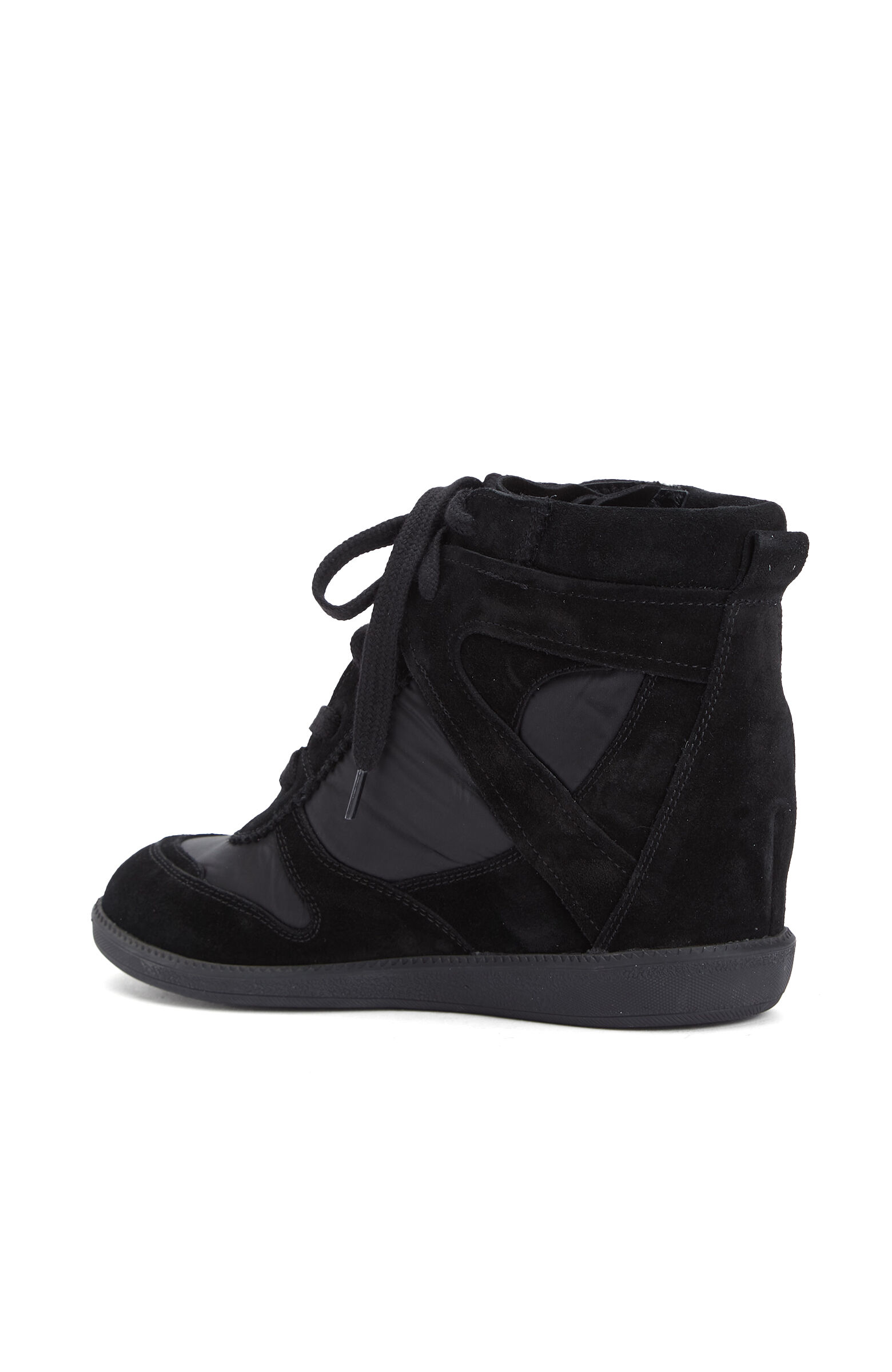 Siyah Gizli Ökçeli Kadın Deri Sneaker