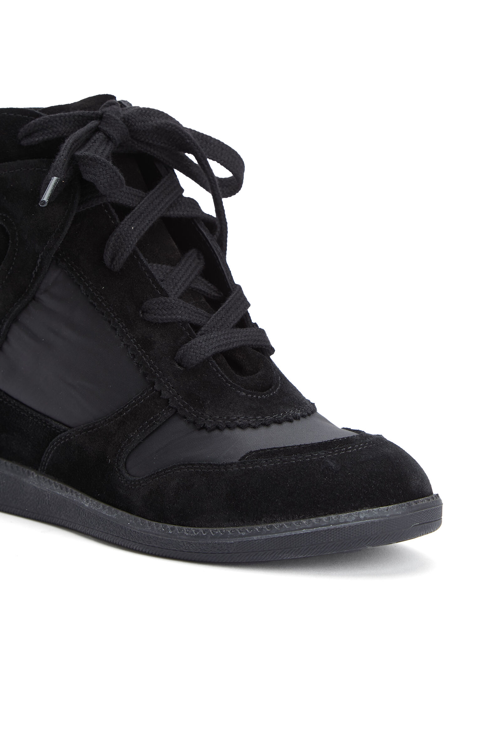 Siyah Gizli Ökçeli Kadın Deri Sneaker