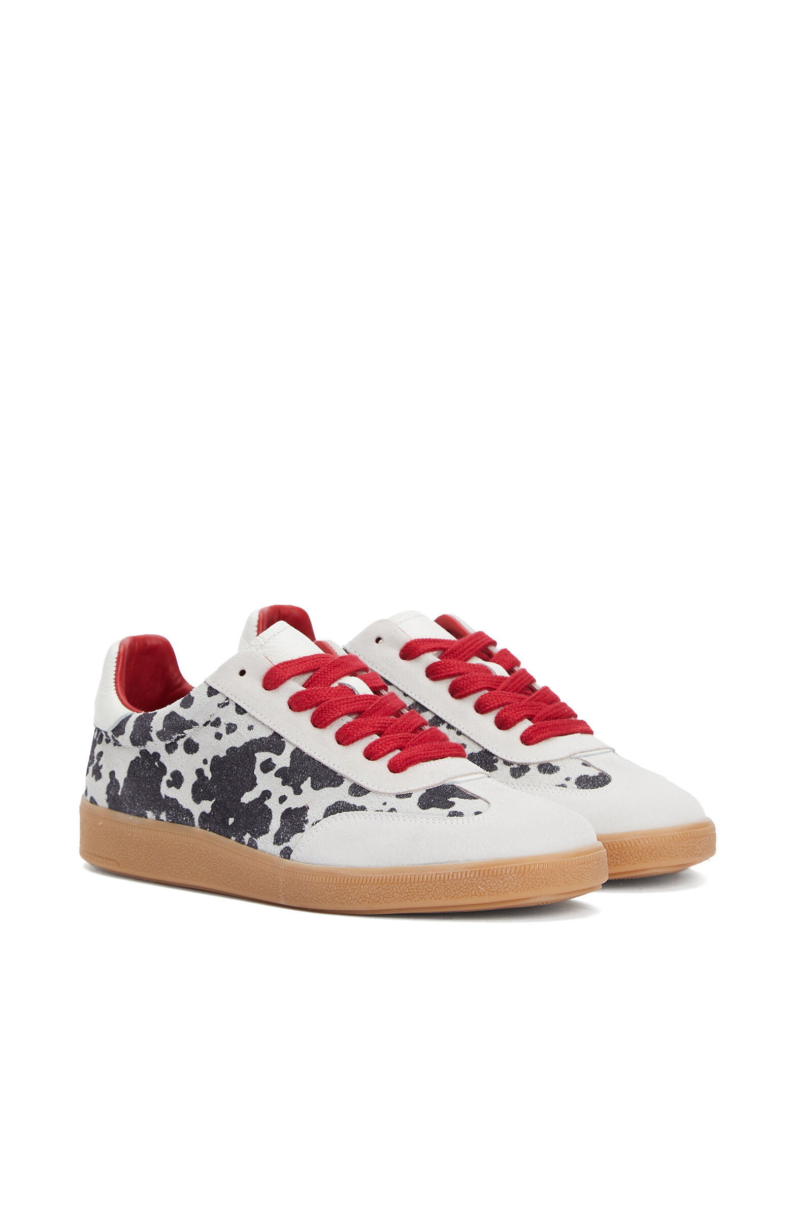 Siyah Desenli Kadın Süet Sneaker