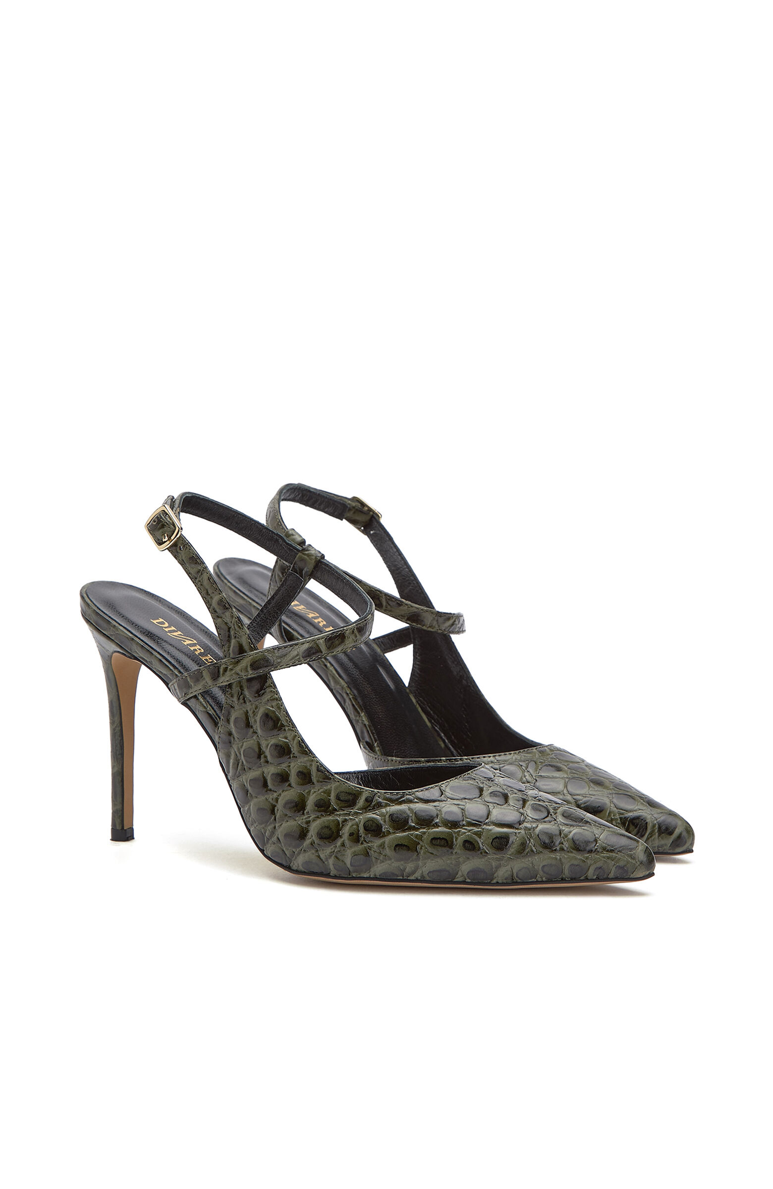 Haki Kroko Detaylı Stiletto