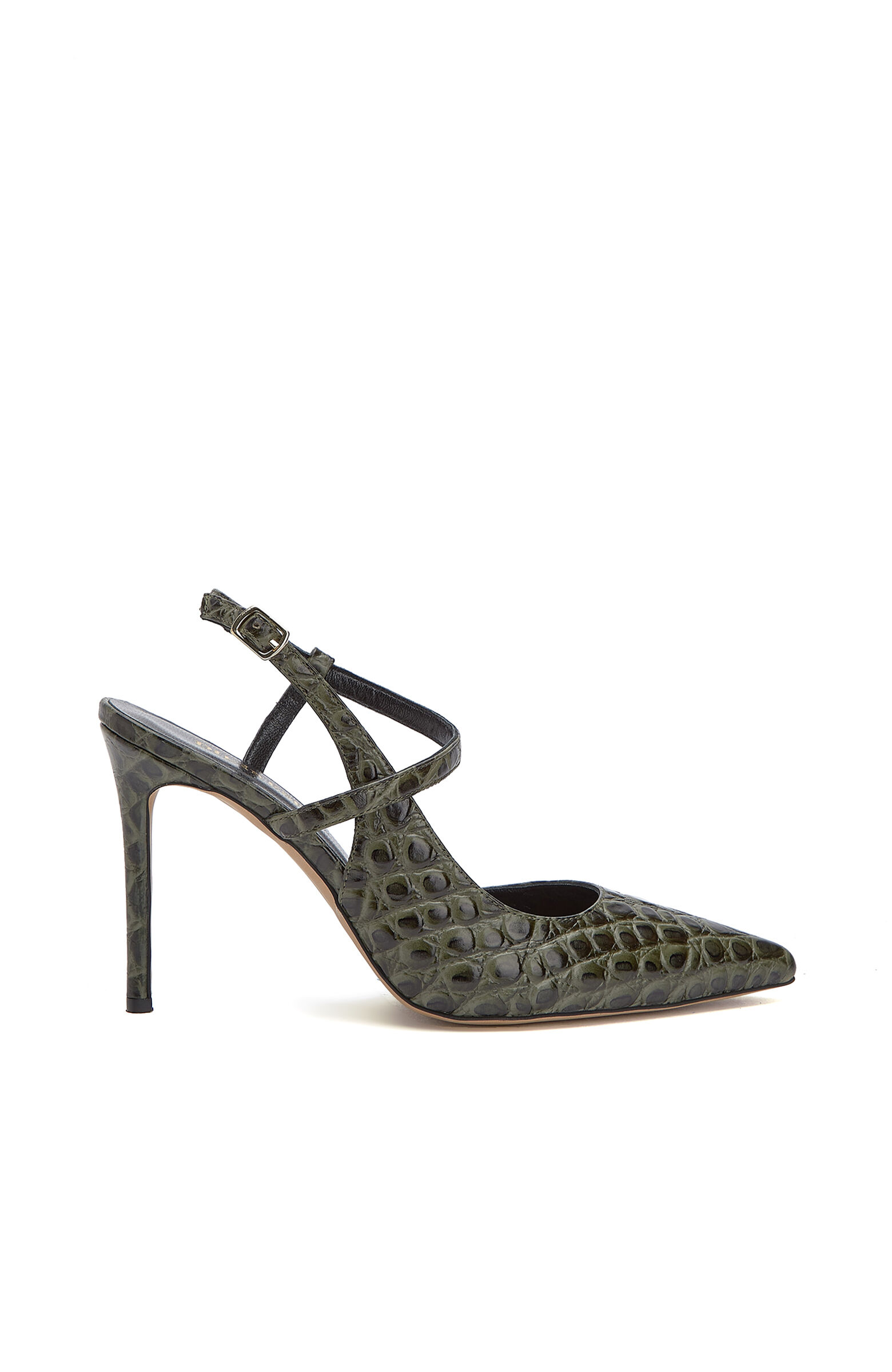 Haki Kroko Detaylı Stiletto