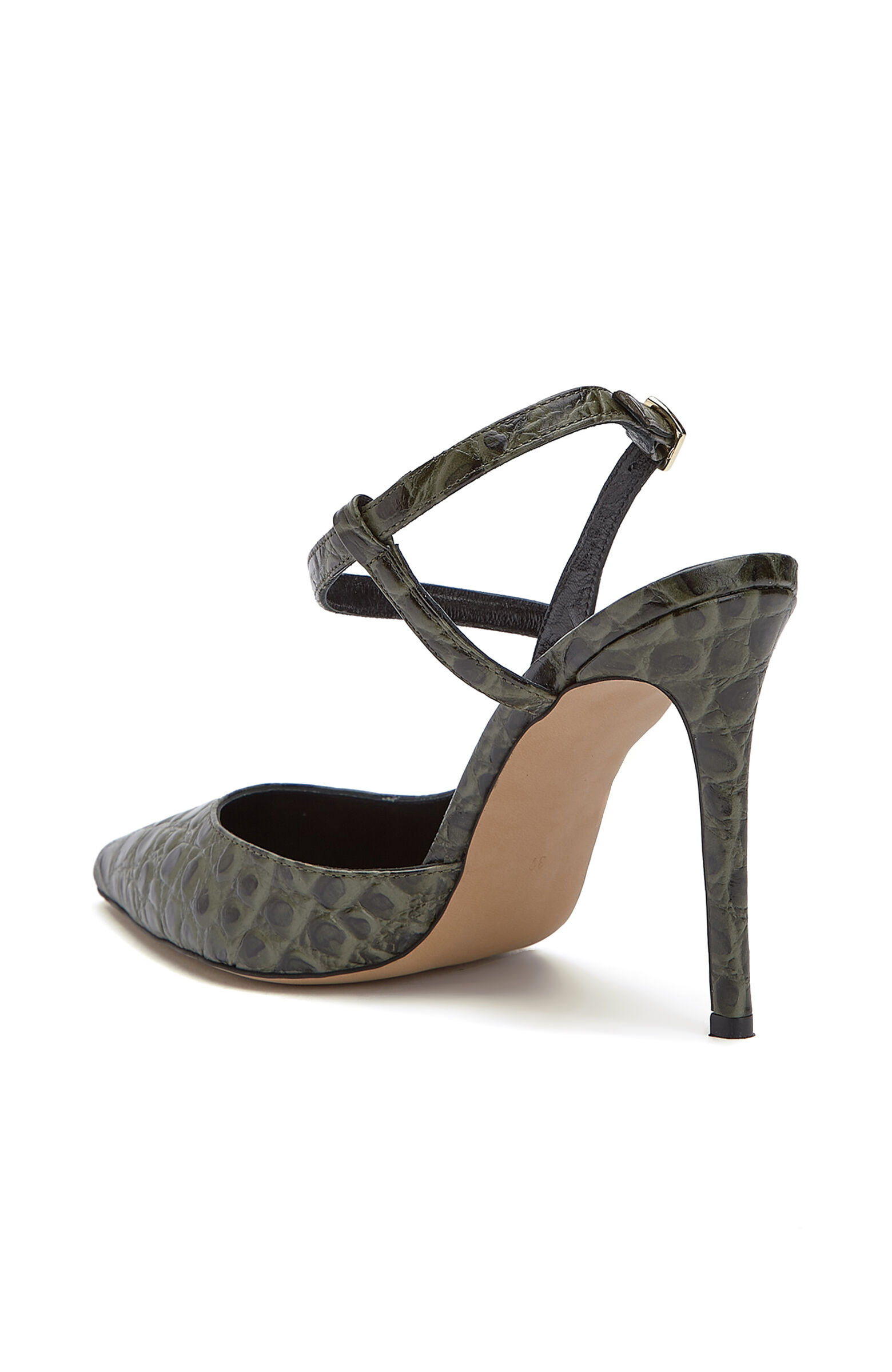 Haki Kroko Detaylı Stiletto