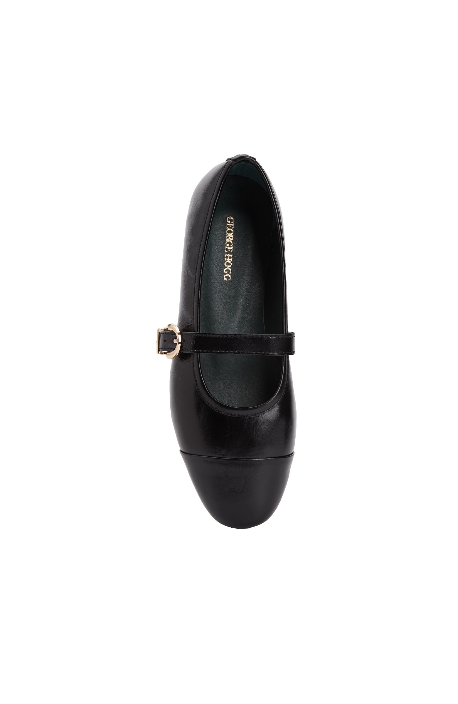 Black Buckle Detailed Women's Leather Ballet Flats