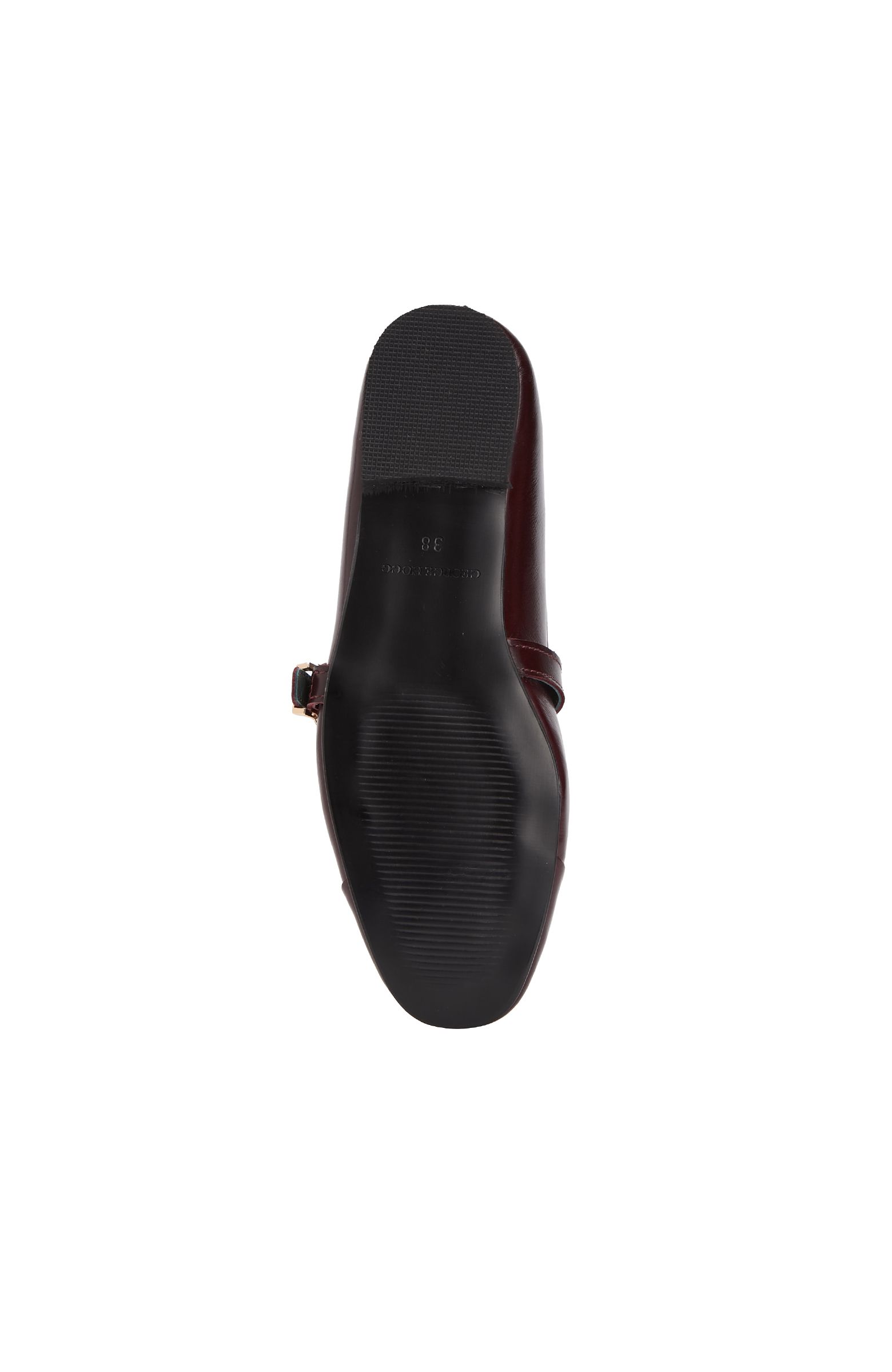 Burgundy Buckle Detailed Women's Leather Ballet Flats
