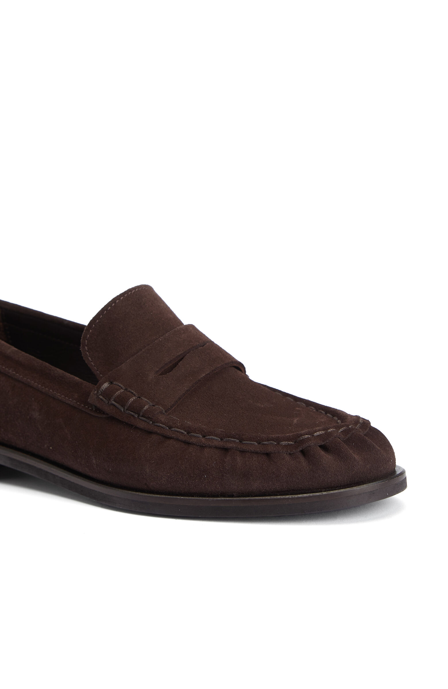 Acı Kahve Bantlı Kadın Süet Loafer