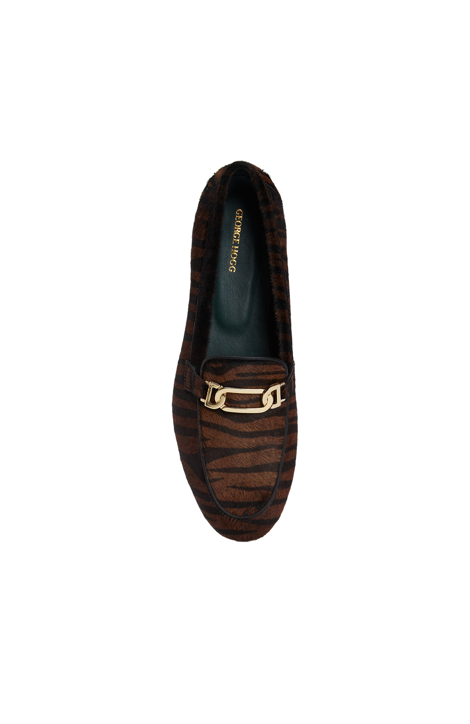 Siyah Zebra Desenli Kadın Deri Loafer