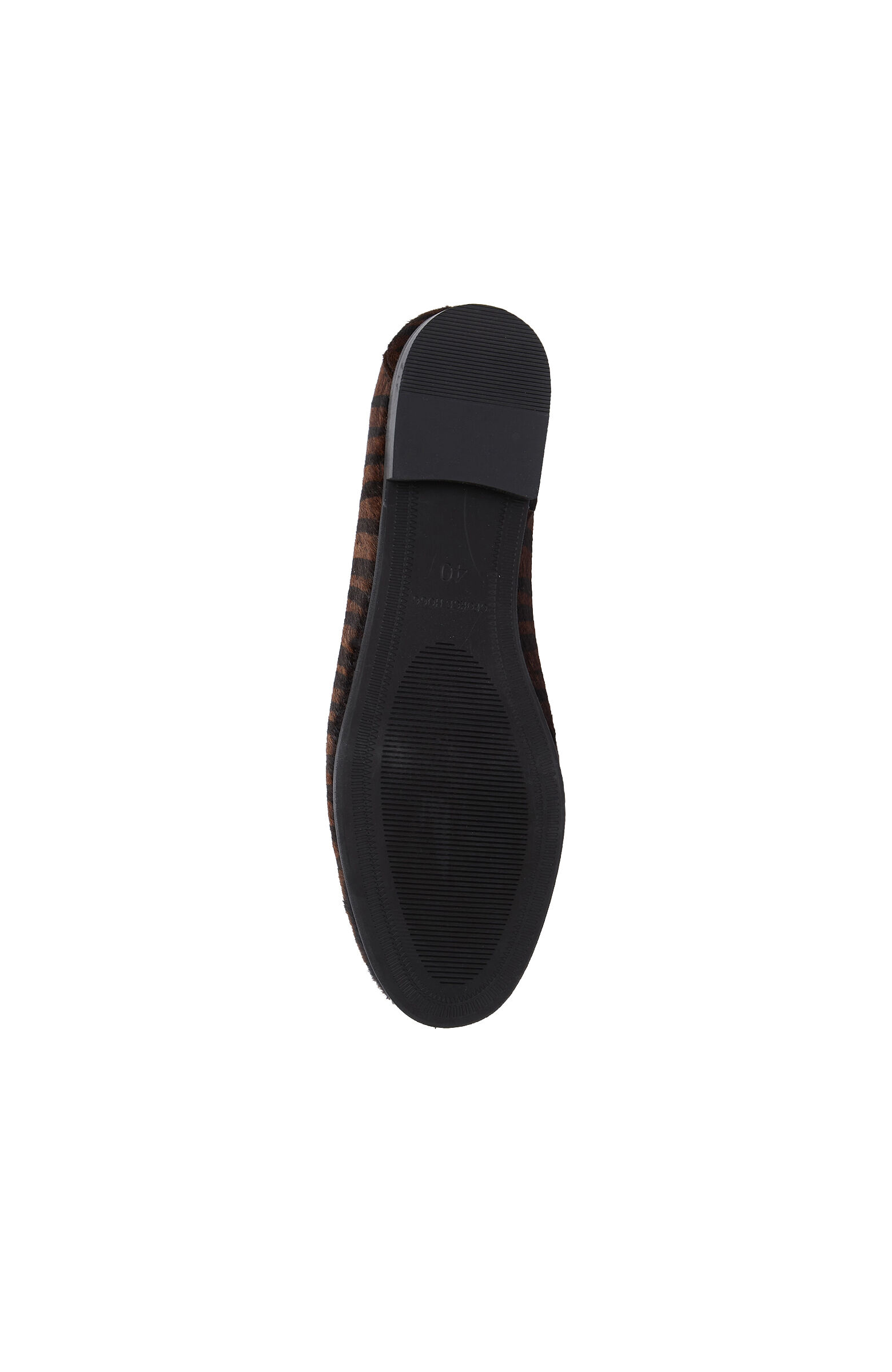 Siyah Zebra Desenli Kadın Deri Loafer