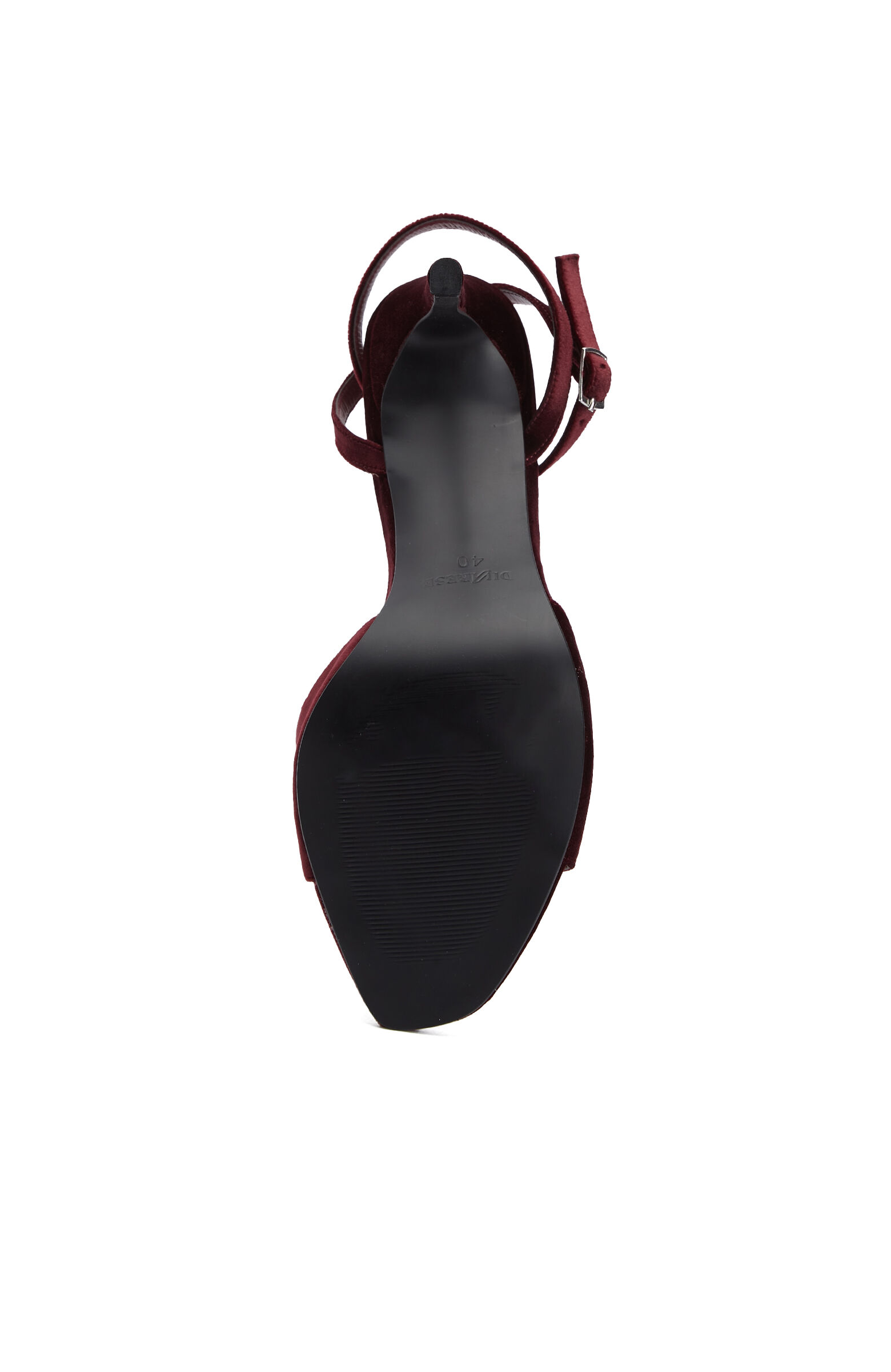 Bordo Bantlı Kadın Kadife Sandalet