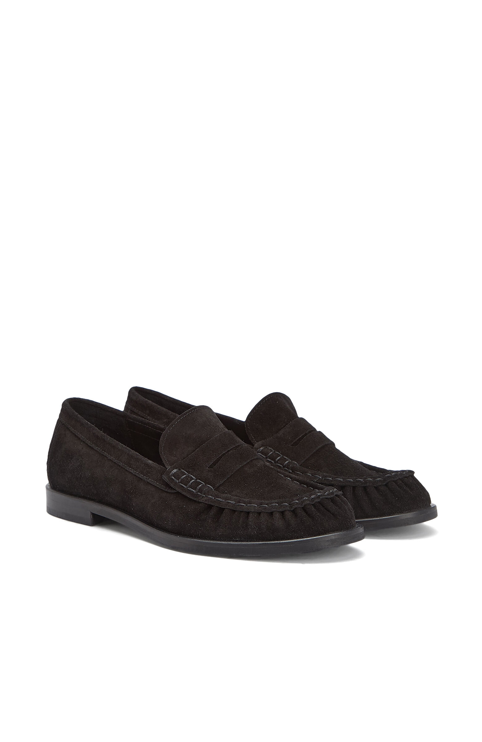 Siyah Bantlı Kadın Süet Loafer