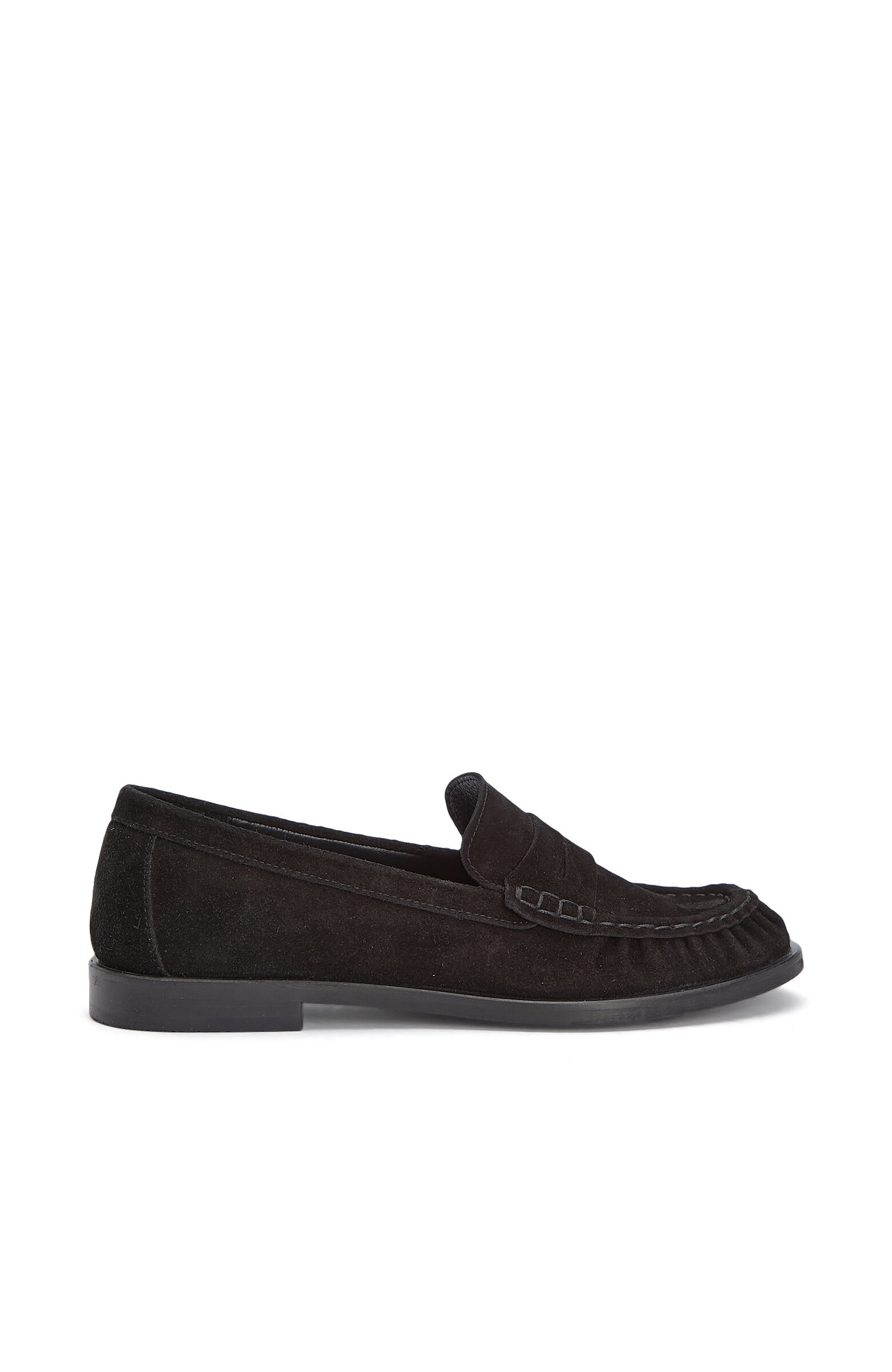 Siyah Bantlı Kadın Süet Loafer