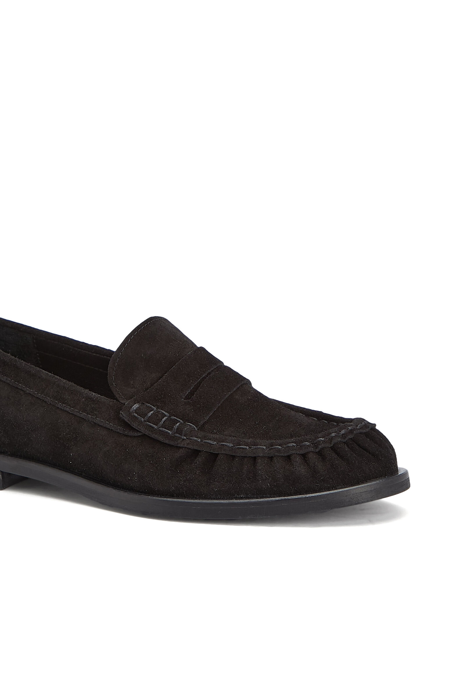 Siyah Bantlı Kadın Süet Loafer